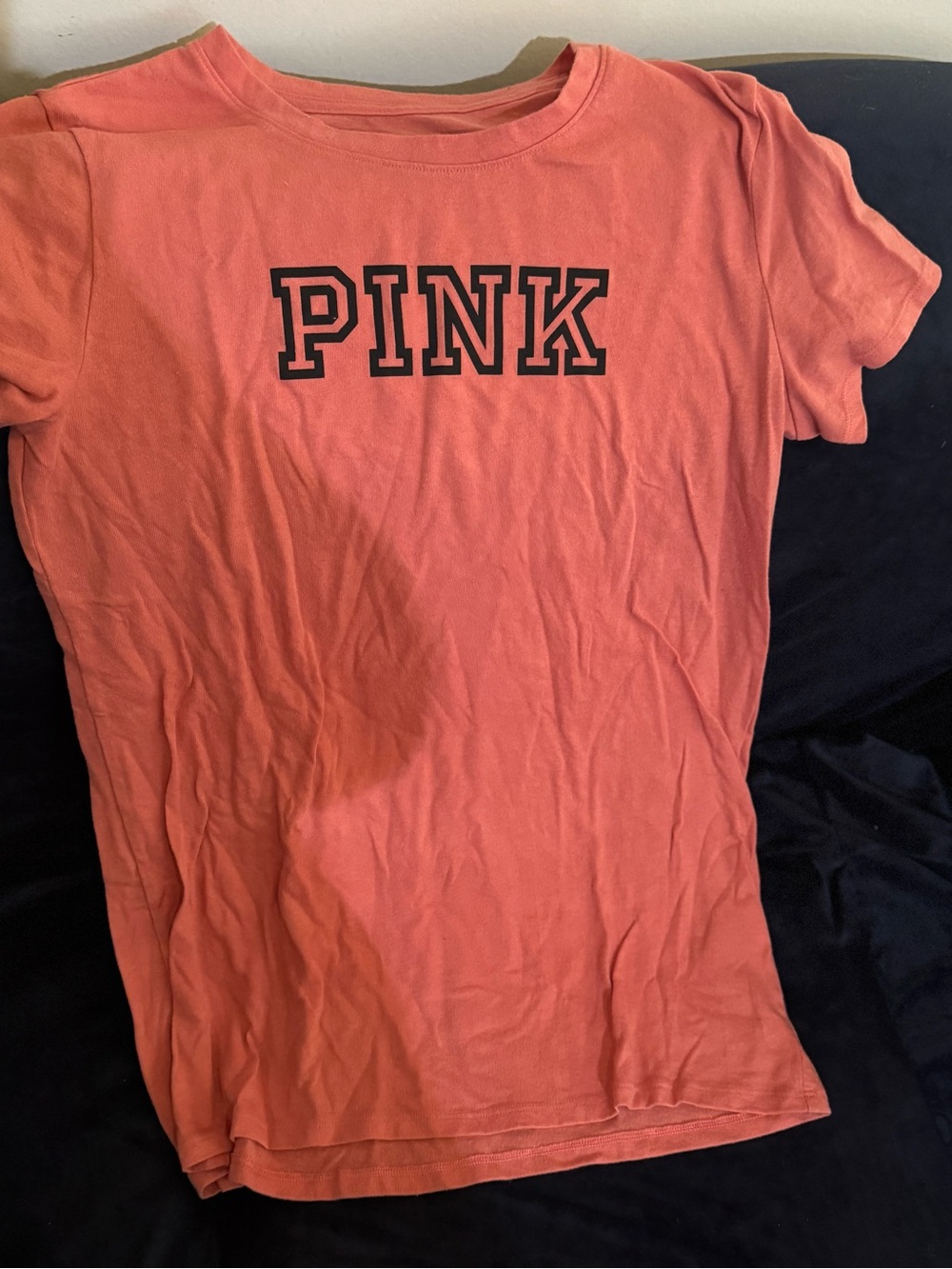 PINK Victoria's Secret Coral Tee with Black Logo
